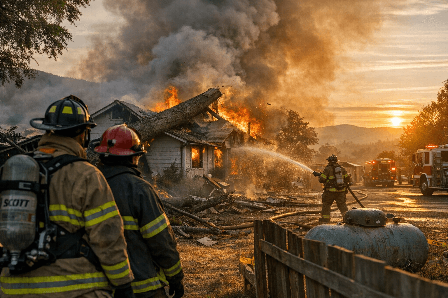 Baker County house fire, high winds and stored explosives complicate response