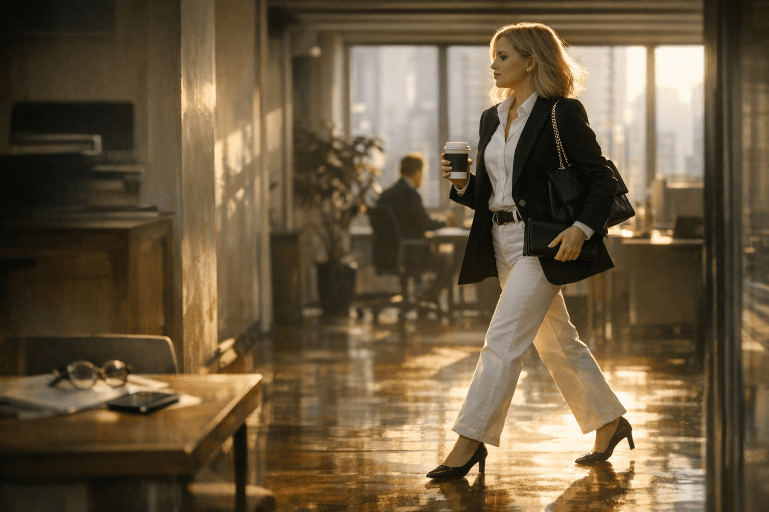Nicola Coughlan Makes White Jeans Work for Spring Office Style