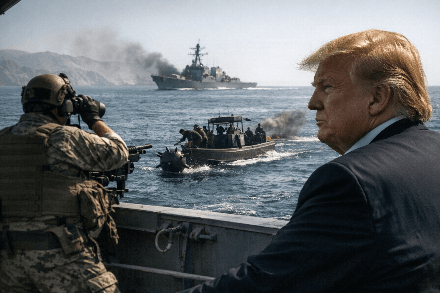Trump orders Navy to shoot boats laying mines in Strait of Hormuz