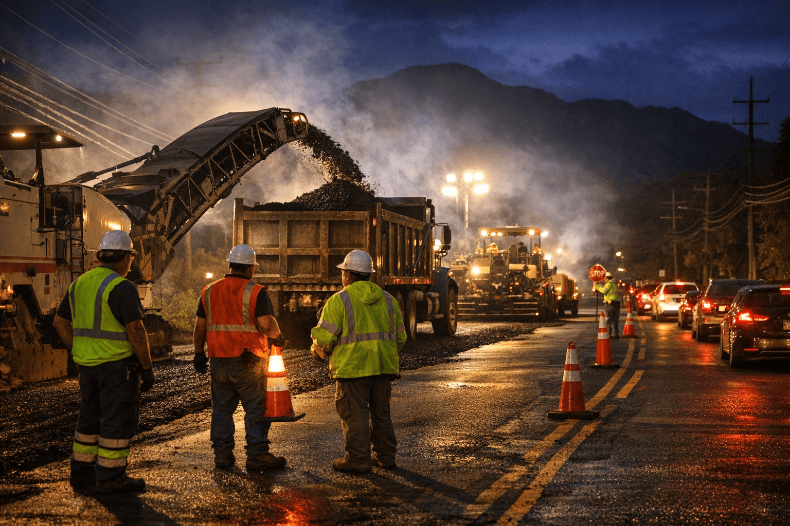 Kapaa Haleilio Road repaving shifts to overnight lane closures