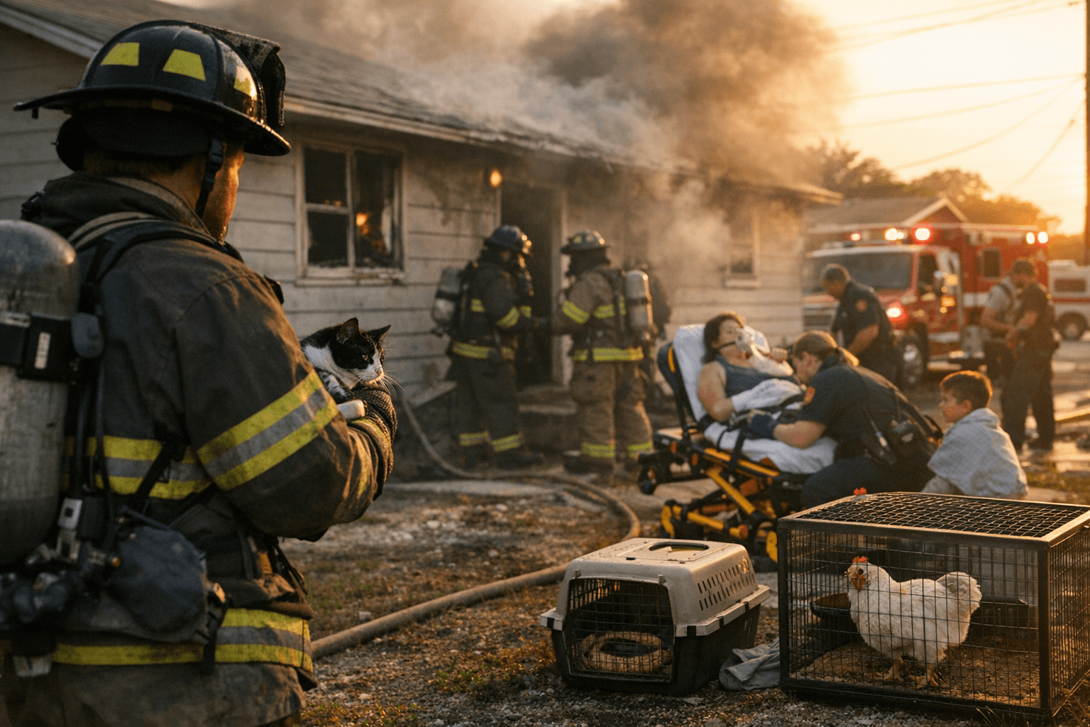 Kitchen fire in Geneva sends five to hospital, animals affected