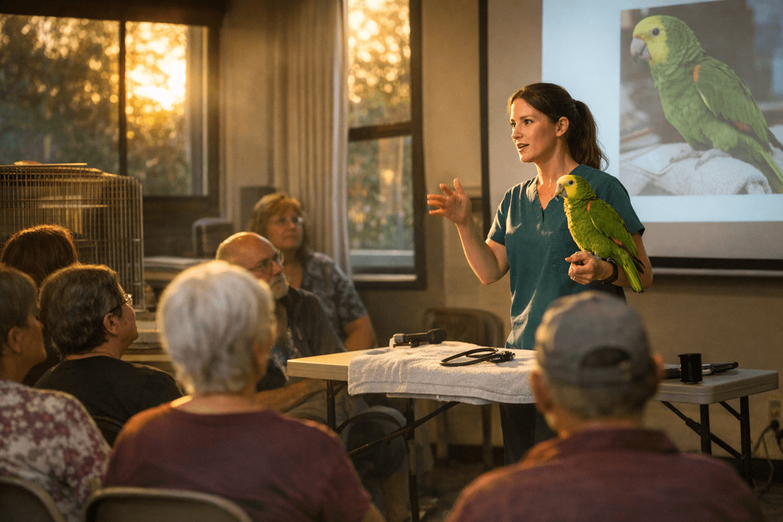 Phoenix Landing adds avian physical exam talk for parrot owners