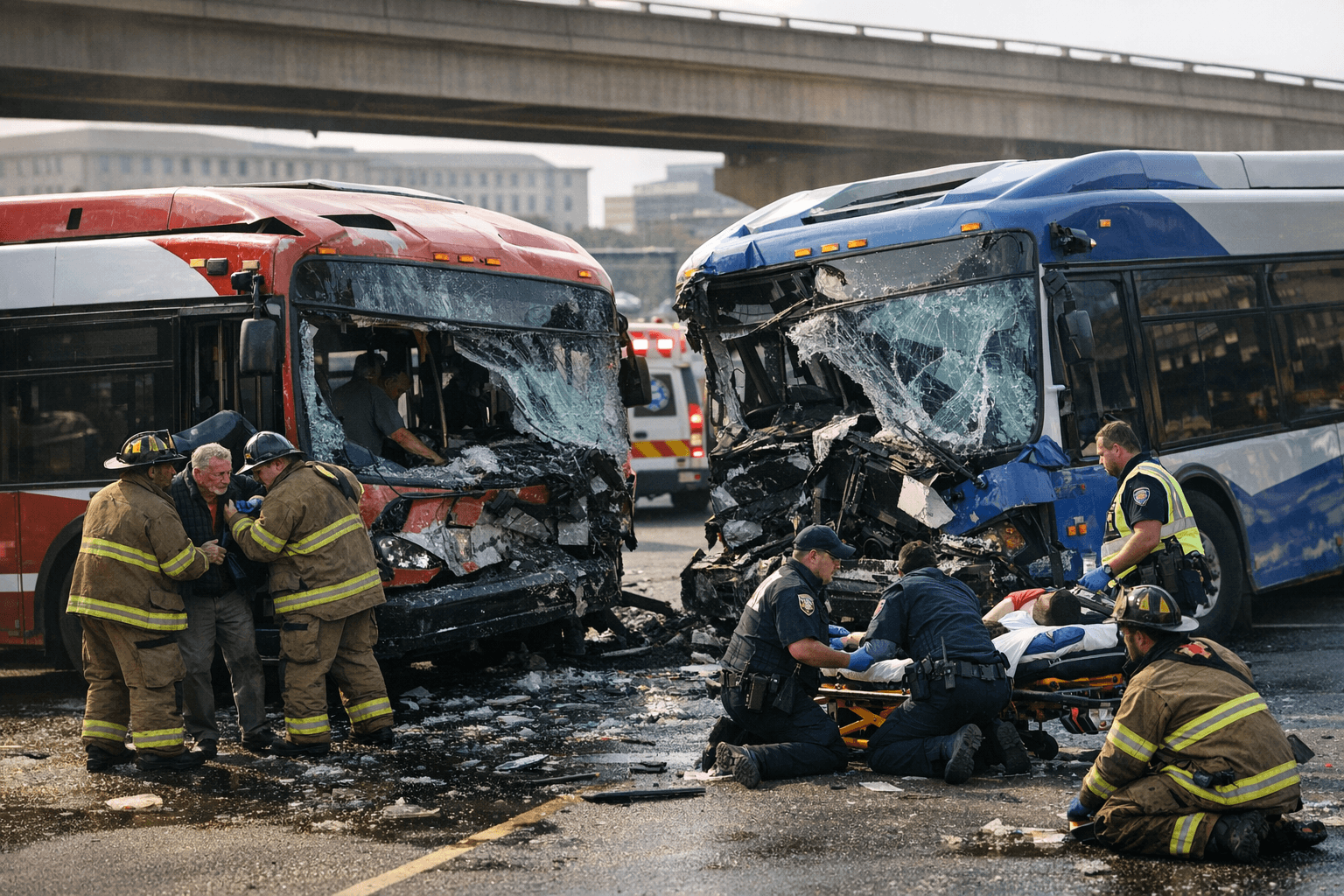 Head-on bus crash near Pentagon injures 23, disrupts commuters