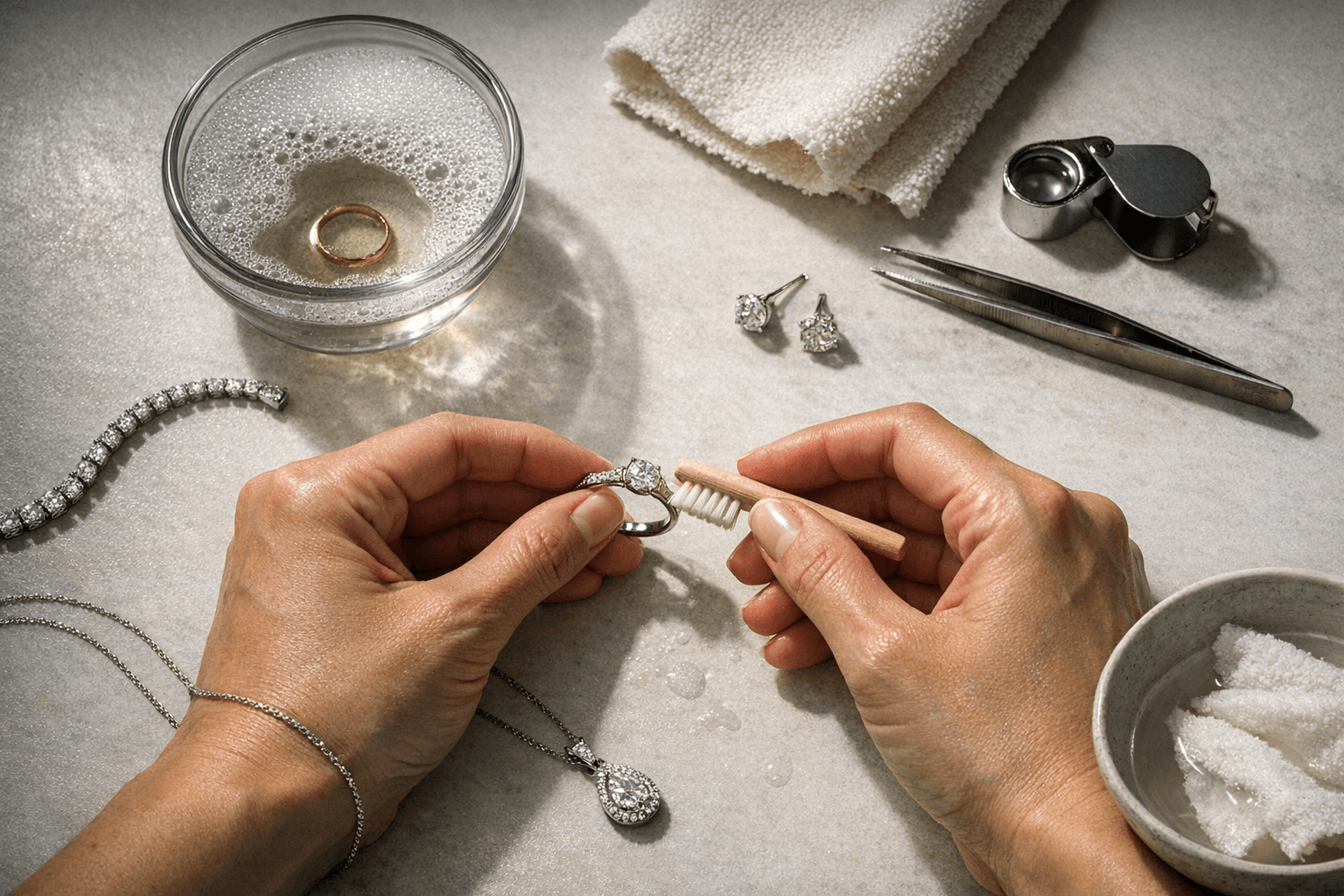 How to Clean Diamond Jewelry Safely, Protect Settings and Sparkle