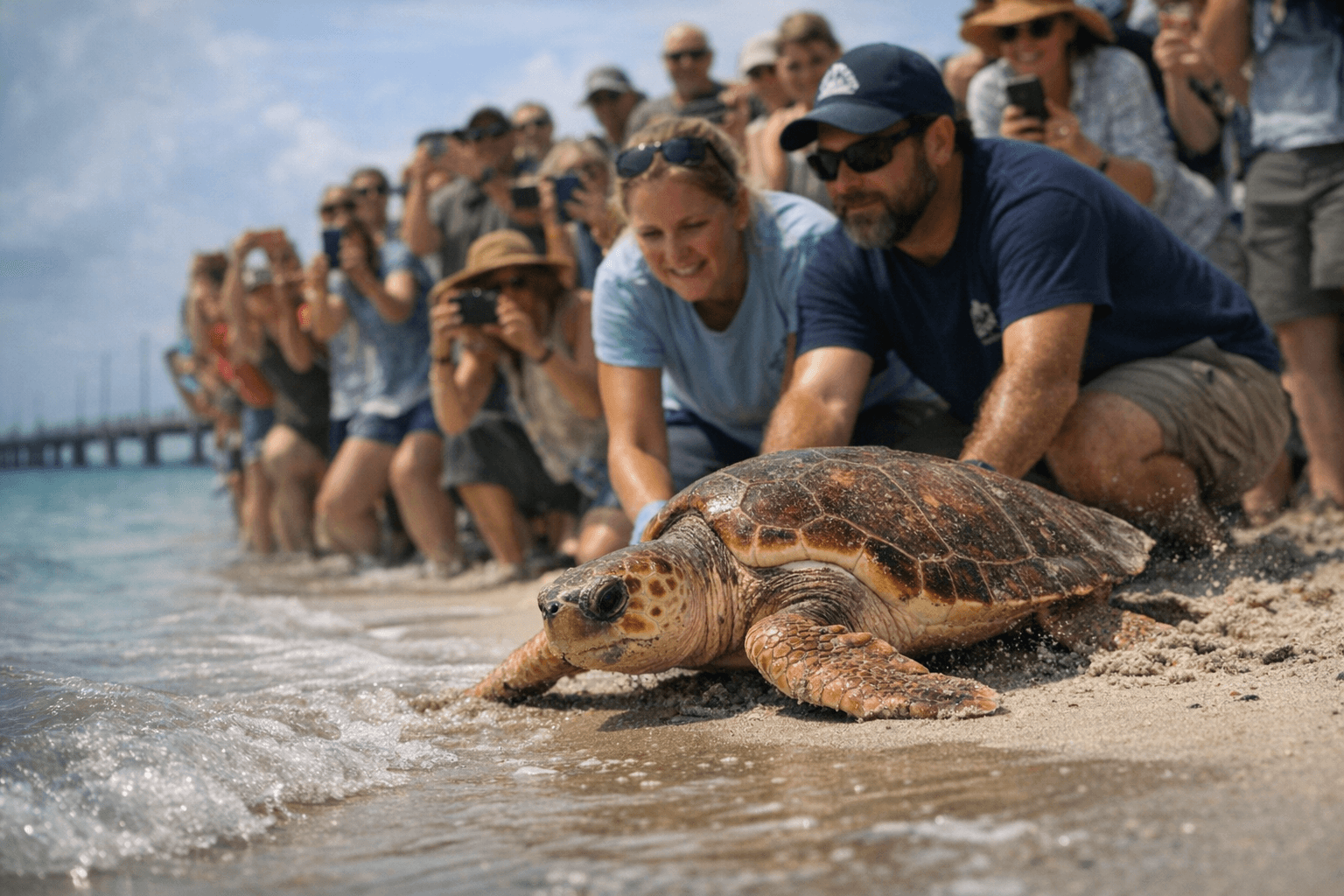 Nutella the sea turtle returns to Marathon beach after recovery