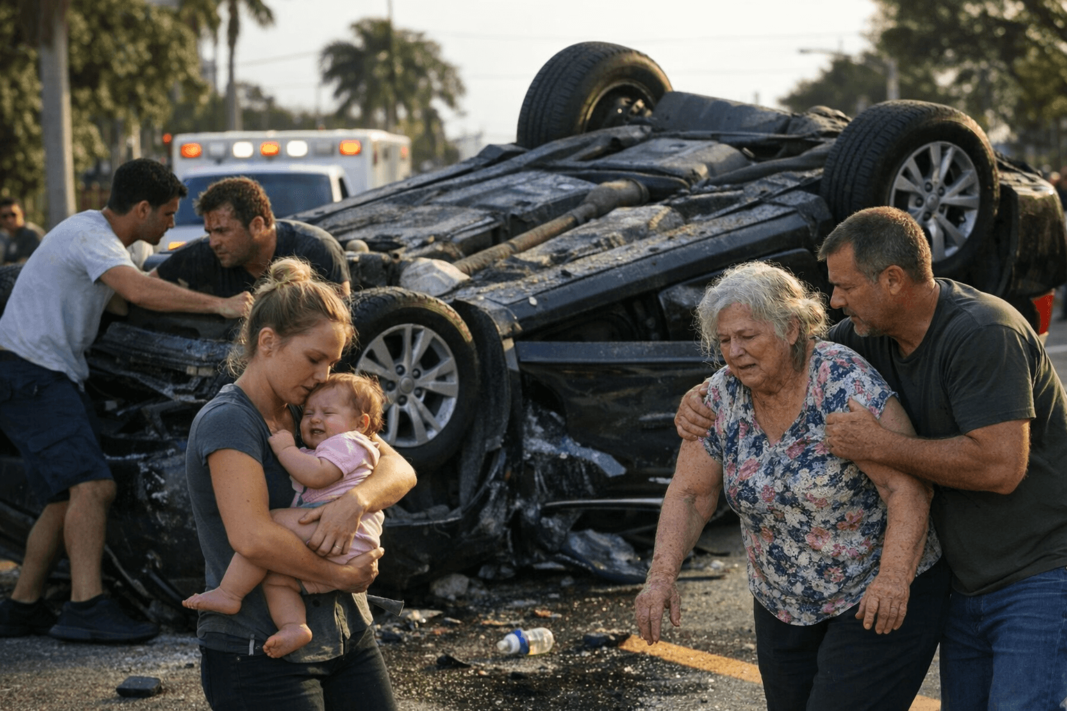 Good Samaritans Rescue Baby, Grandmother and Father From Flipped Fort Lauderdale Car