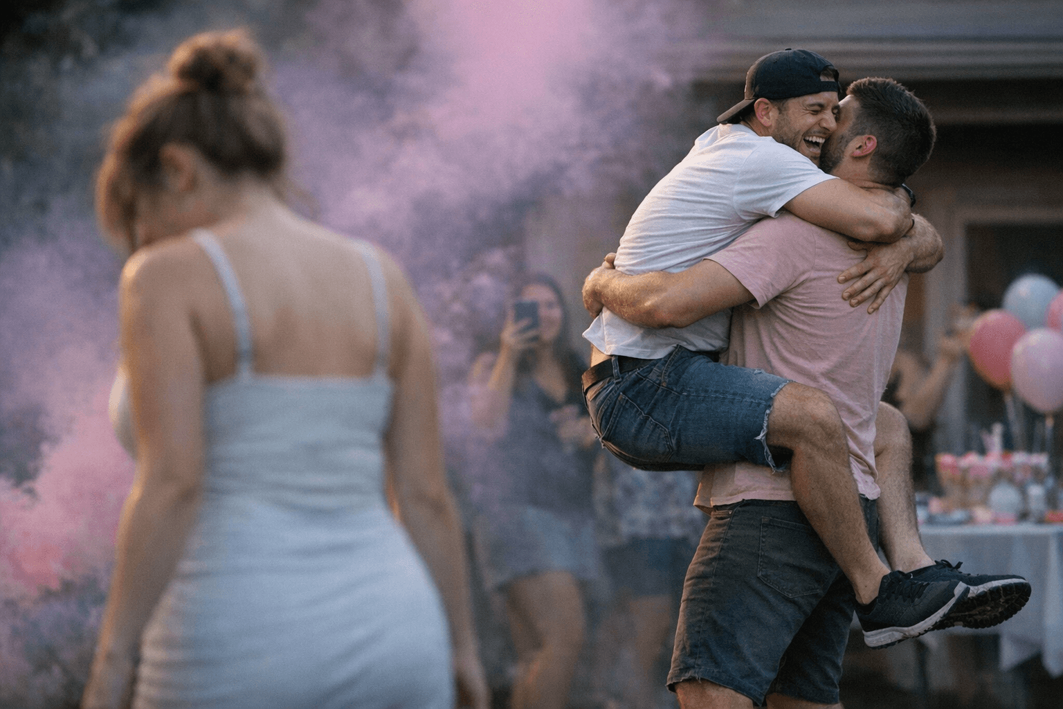 Viral gender reveal sparks debate after best friend jumps into father’s arms