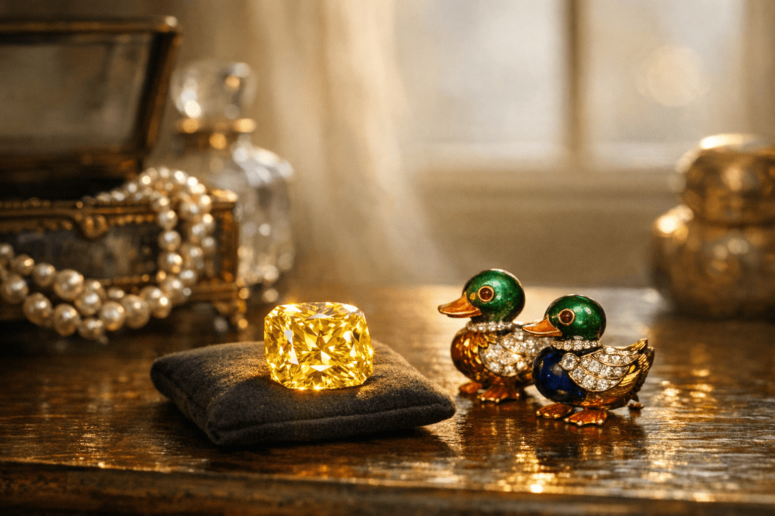 Heritage sale pairs 20.03-carat yellow diamond with playful Cartier ducks