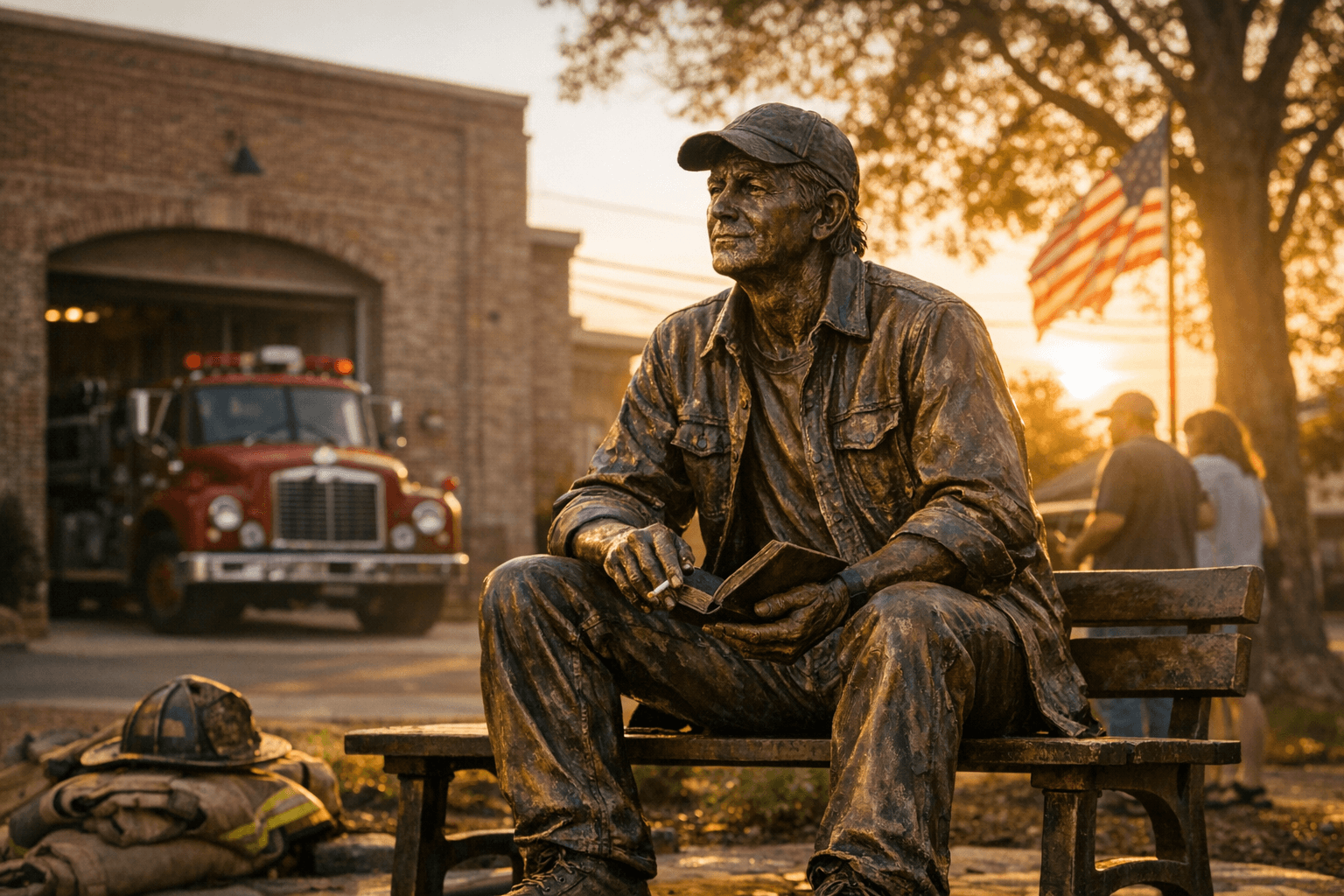Oxford unveils bronze statue honoring author and former firefighter Larry Brown