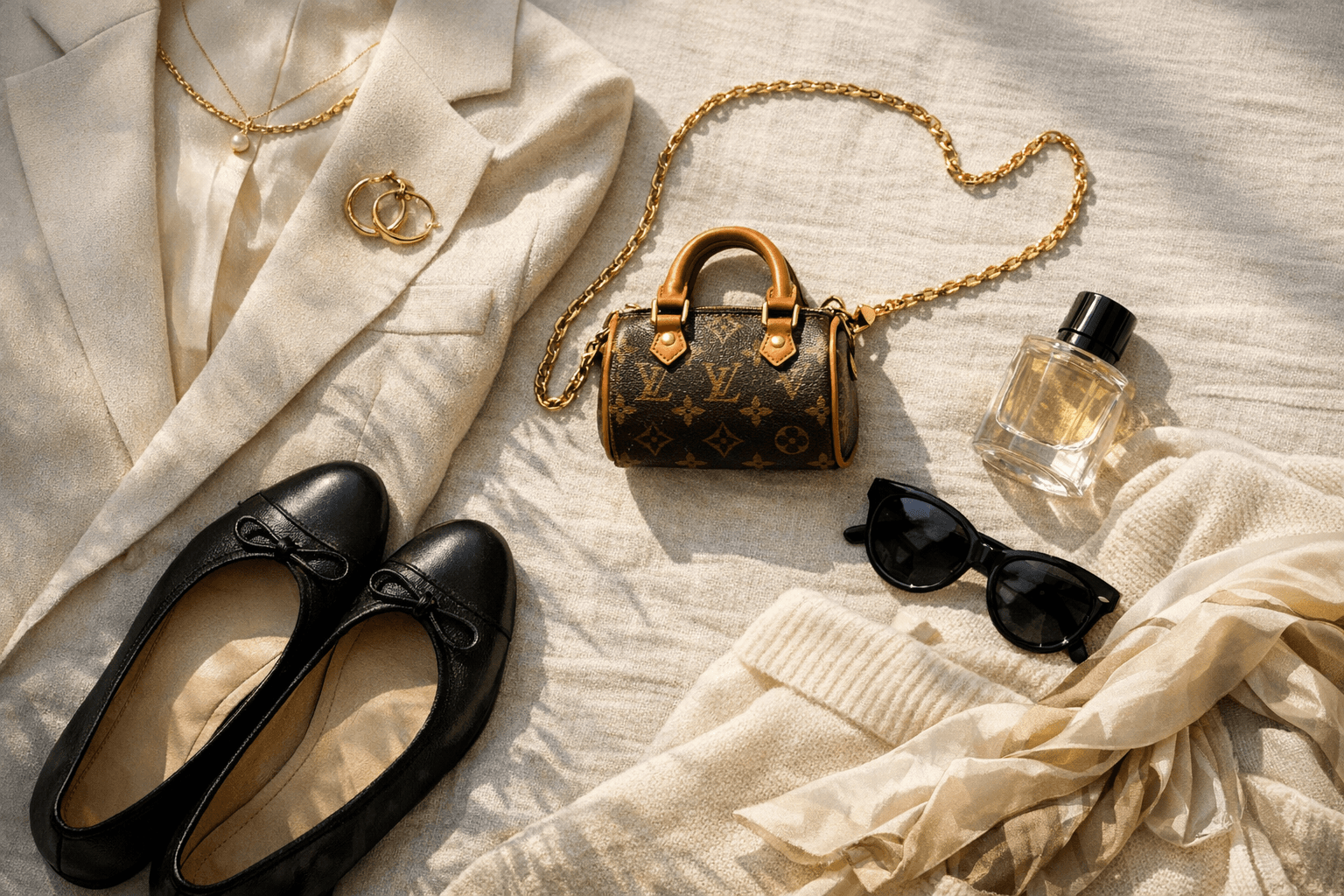 Phoebe Dynevor’s Louis Vuitton micro bag meets classic ballet flats