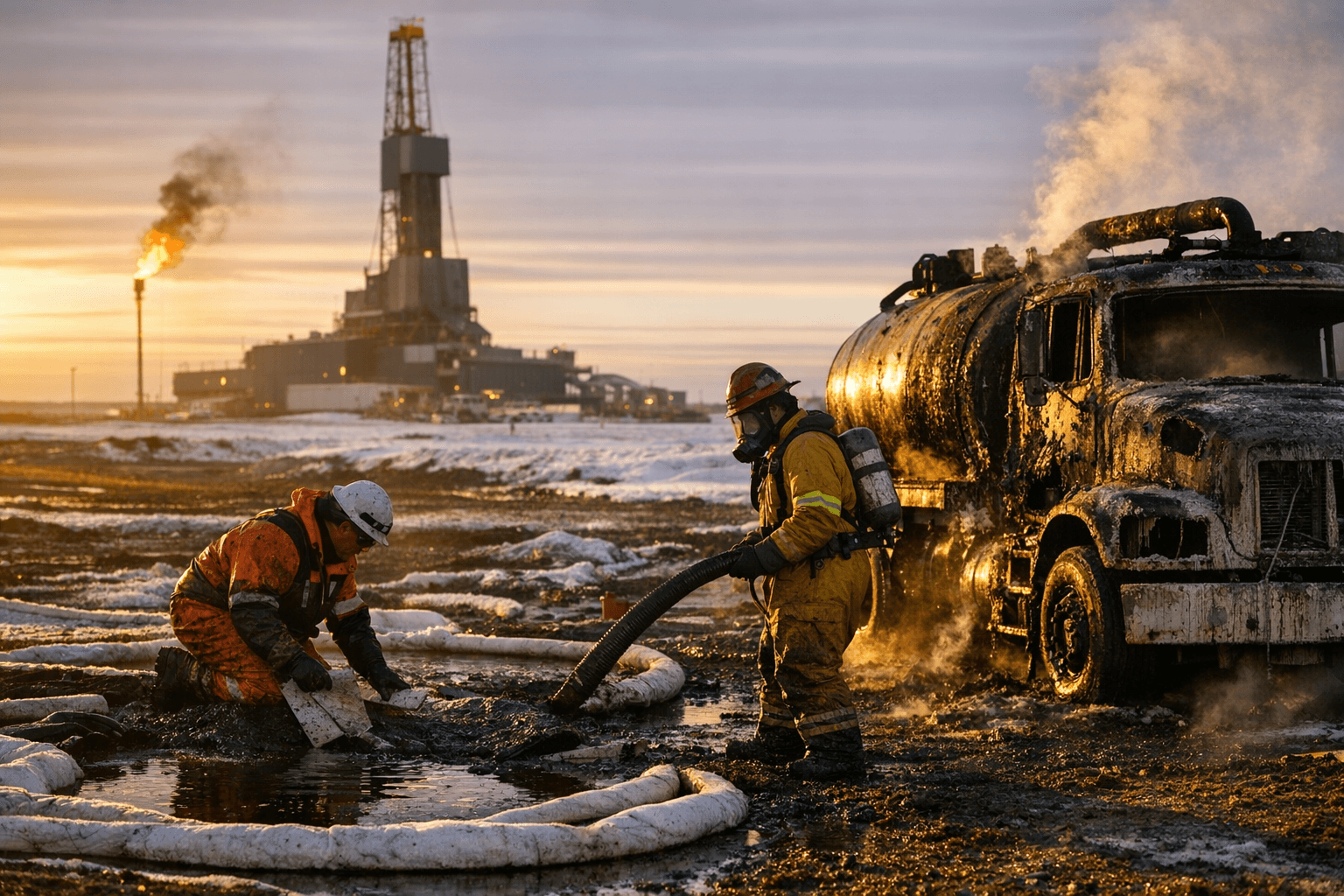 Rig 26 spill cleanup continues on Western North Slope, fire contained