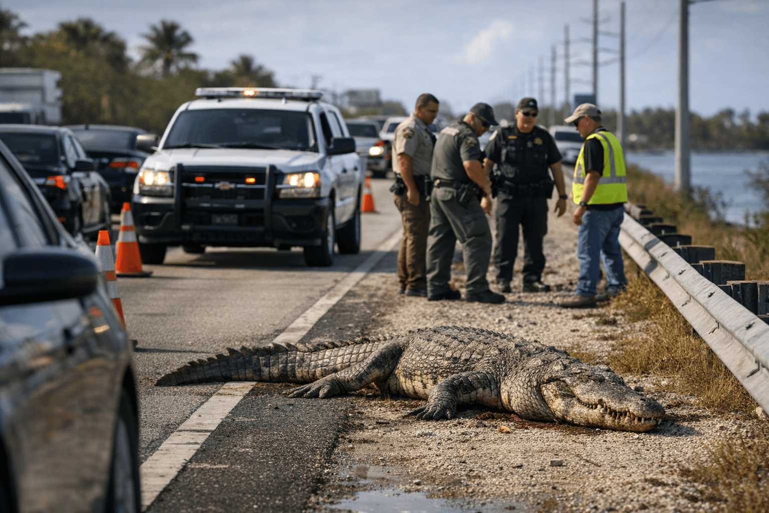 Dead crocodile on U.S. 1 slows traffic near Key West