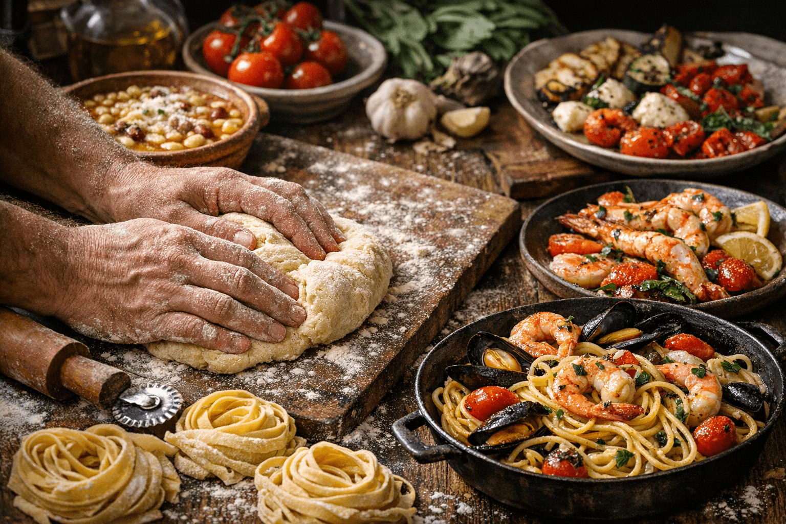 La Cucina Italiana spotlights Italian pasta classics, seafood, vegetables, and homemade dough