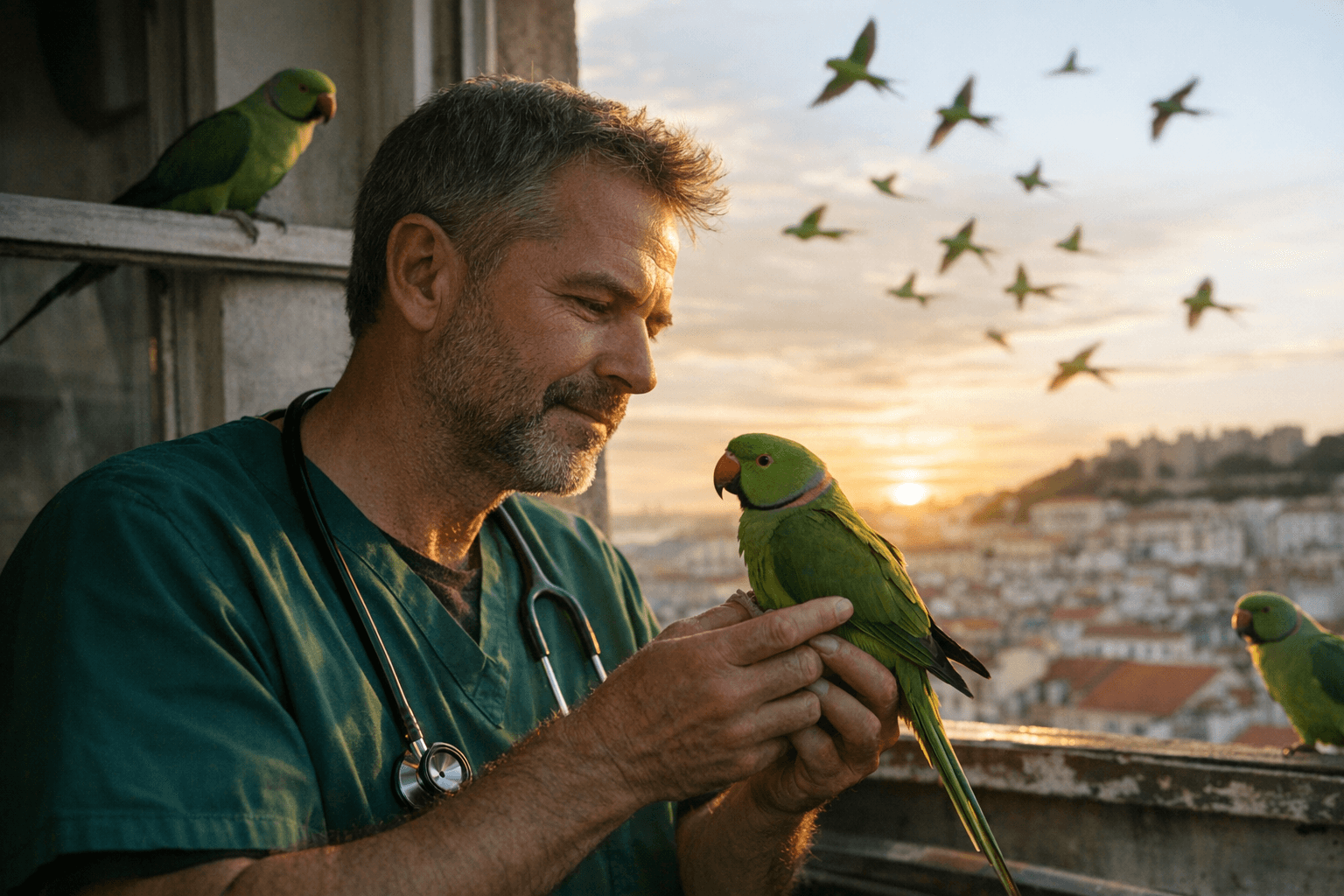 Avian vets spotlight urban parakeets, invasive parrots spreading across Europe