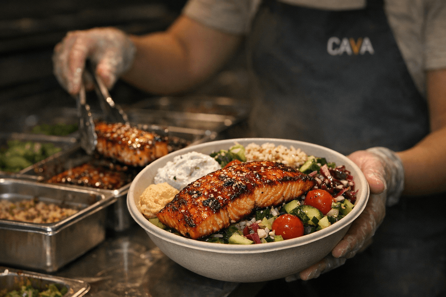 CAVA Debuts Glazed Salmon, Its First Seafood Protein Offering