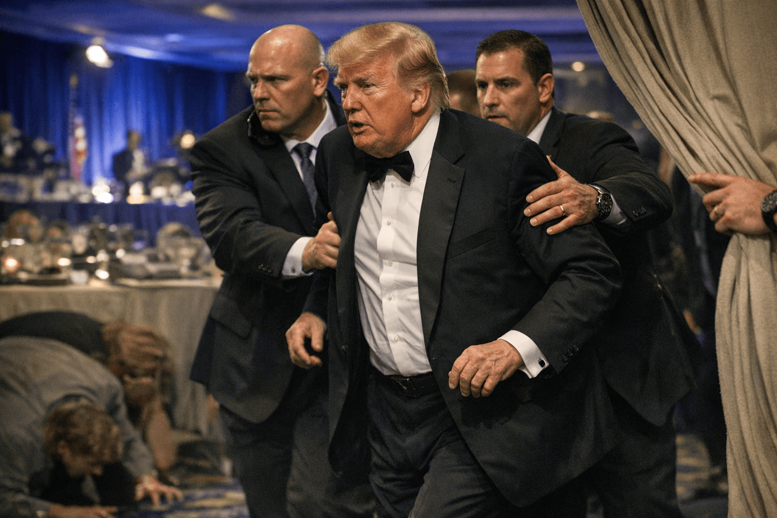 Trump rushed from White House correspondents dinner after loud bangs erupt