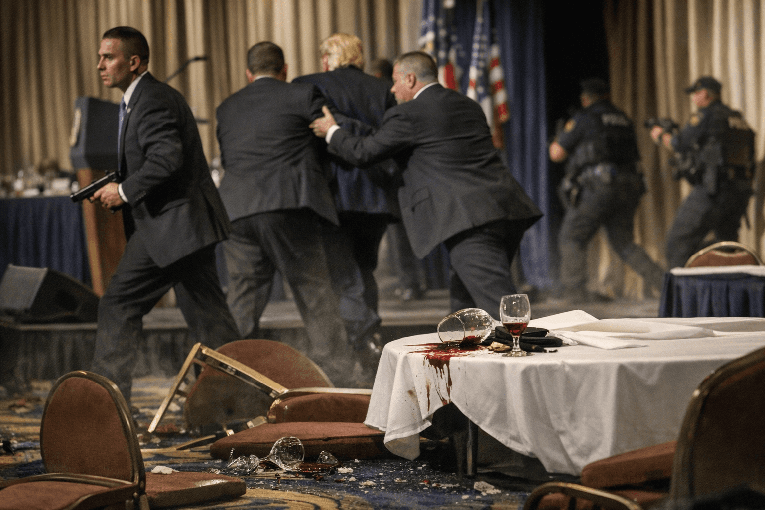 Shots fired at White House Correspondents' Dinner, Trump rushed offstage