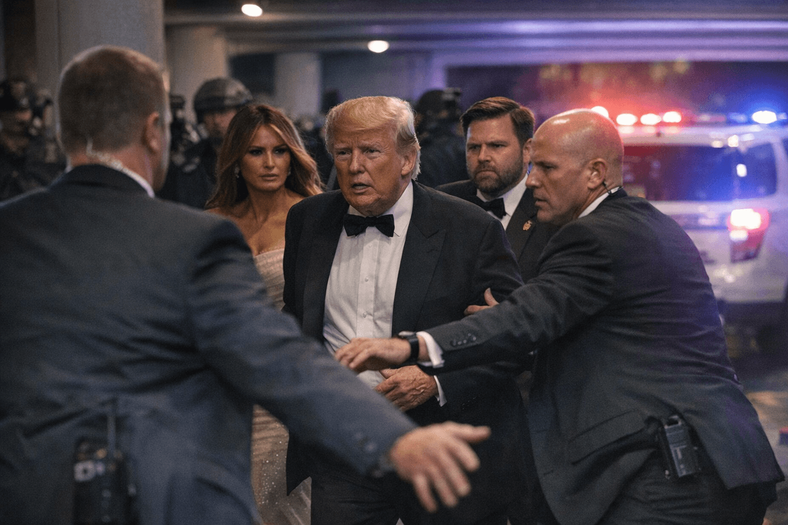 Trump rushed from White House Correspondents’ Dinner after shots fired