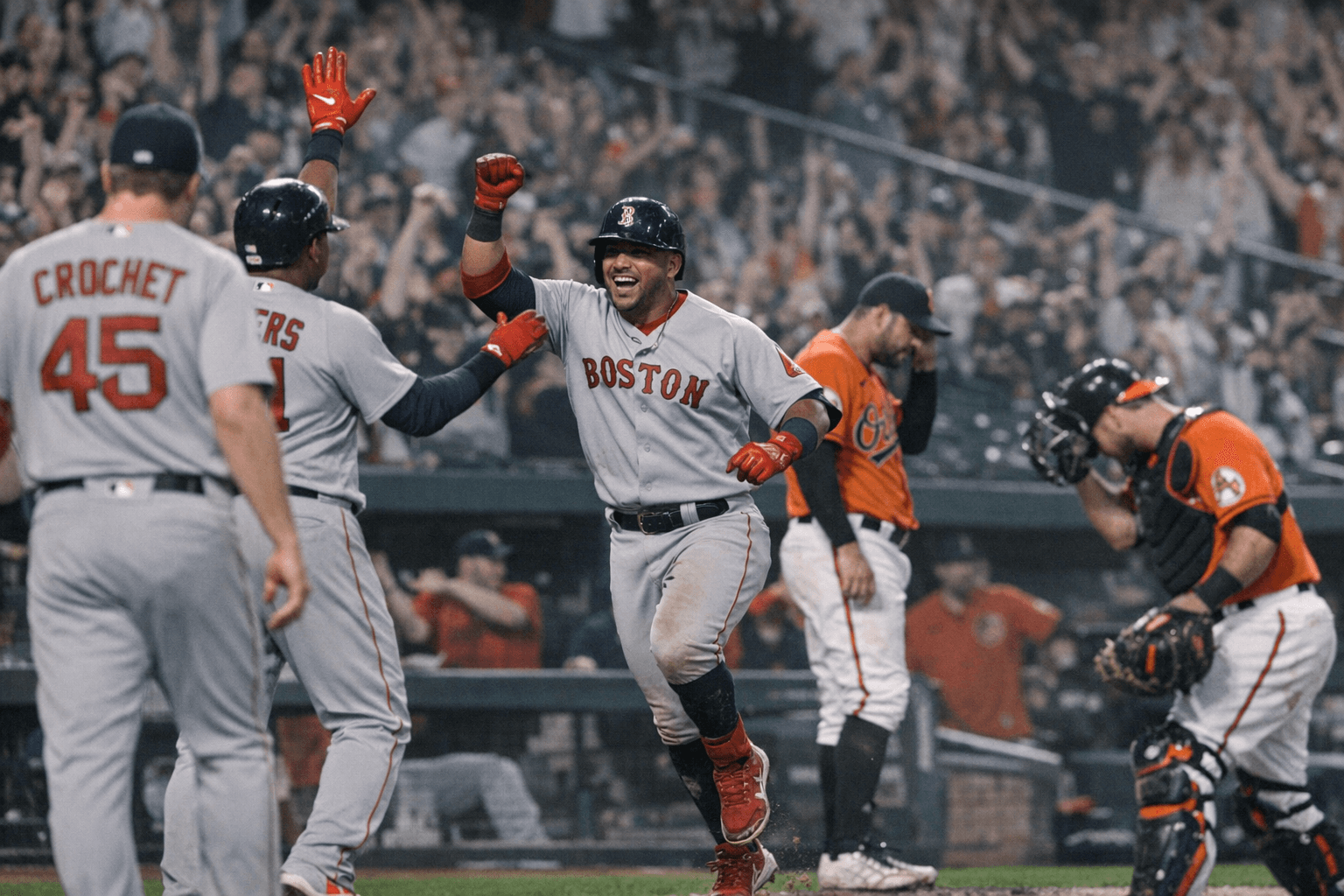 Crochet dominates as Red Sox crush Orioles 17-1 behind Monasterio grand slam