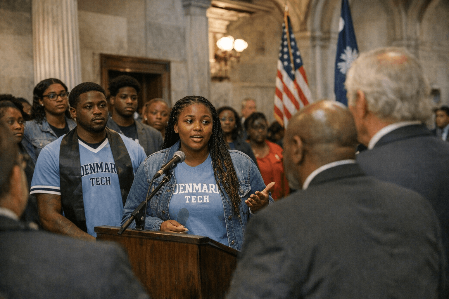 Denmark Tech students push need-based aid at State House event