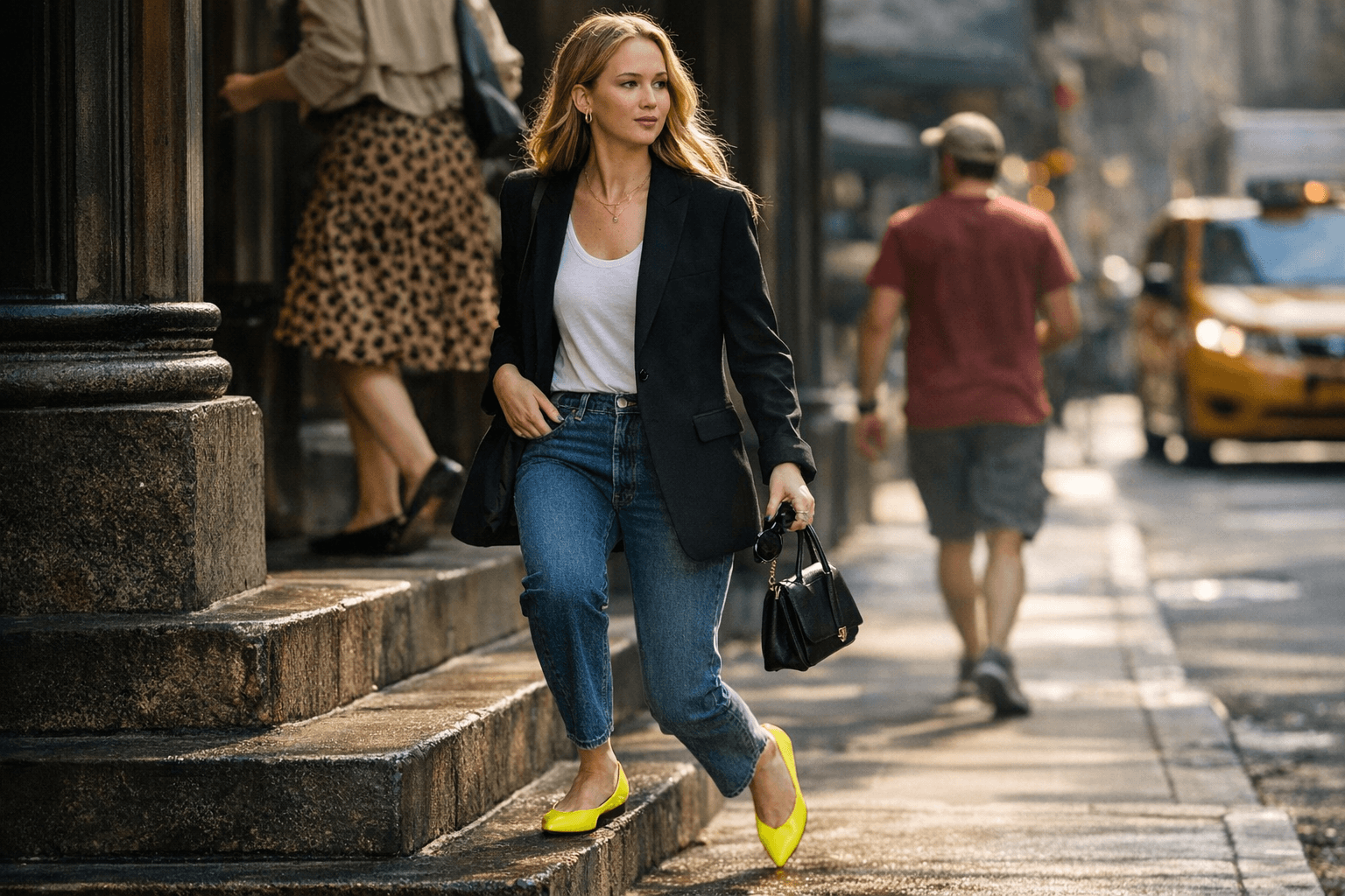 Jennifer Lawrence Makes Capsule Outfits Pop with Unexpected Flats