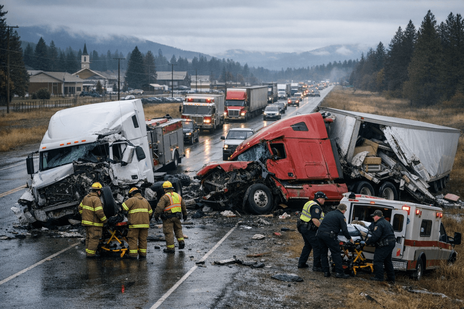 Two truck drivers hospitalized after Highway 53 crash east of Rathdrum