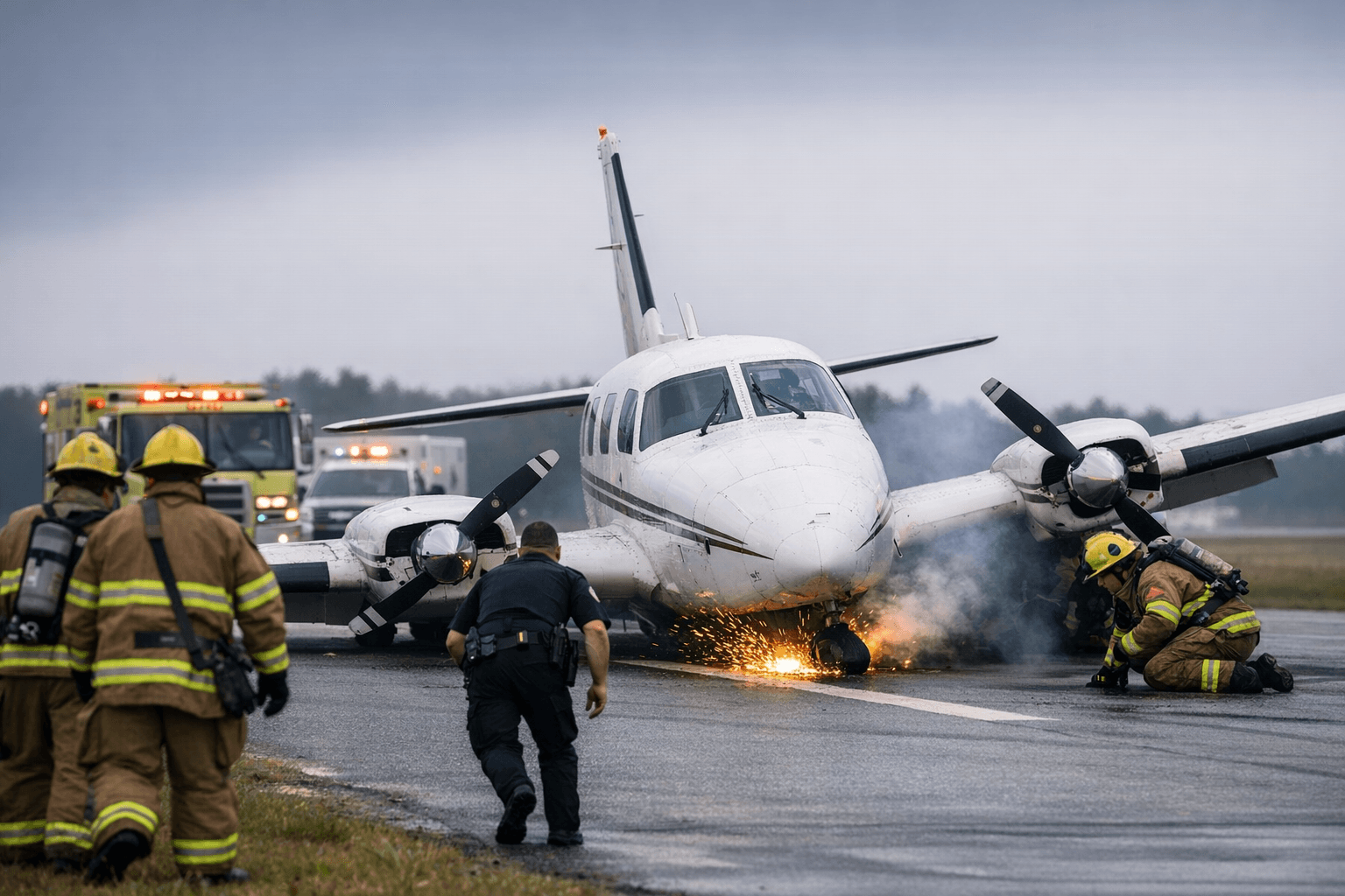 Plane lands without landing gear at Brunswick airport, no injuries reported