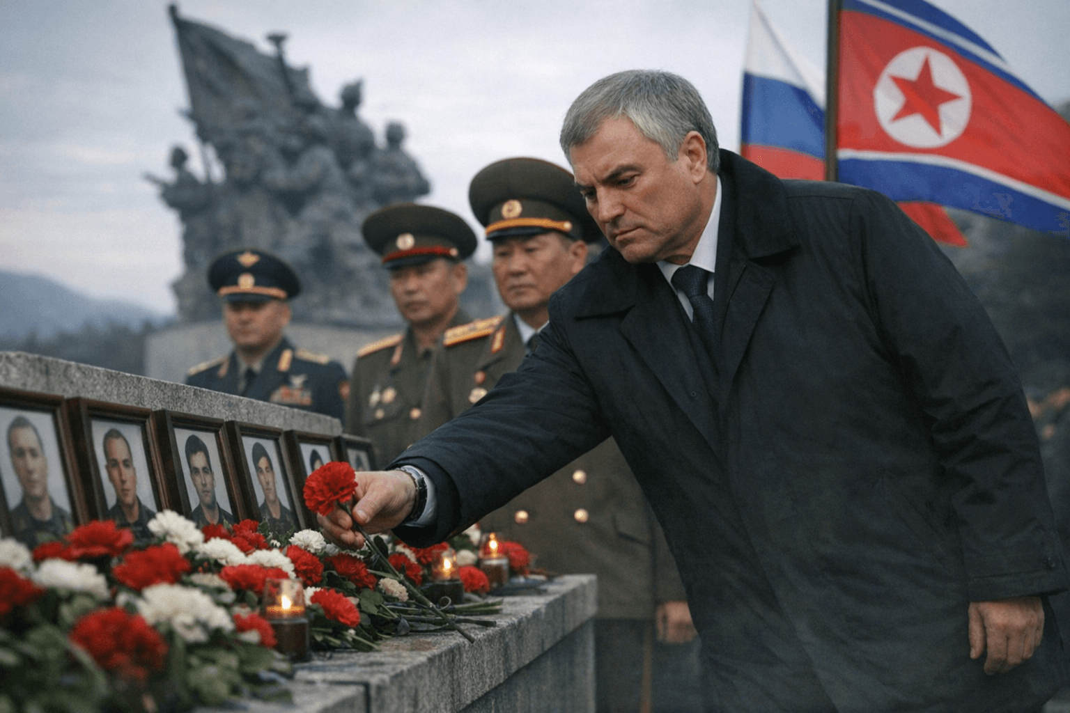 Russia's Volodin visits North Korea for troops memorial honoring Ukraine war dead