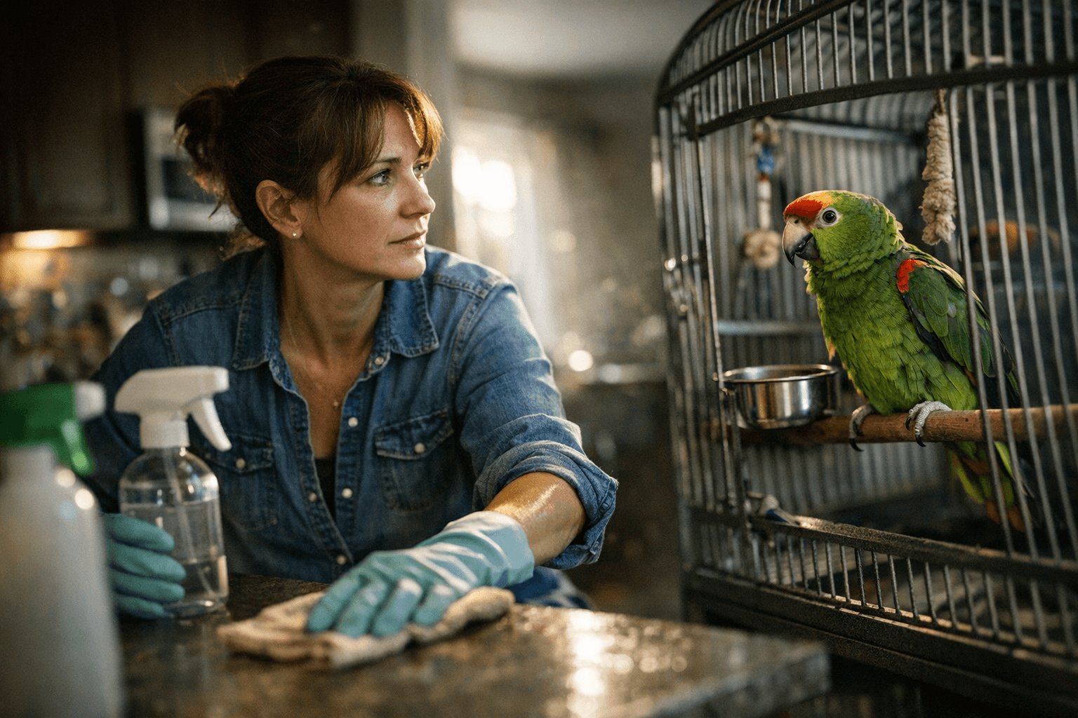 Safe Cleaning for Parrots, Avoiding Toxic Household Fumes