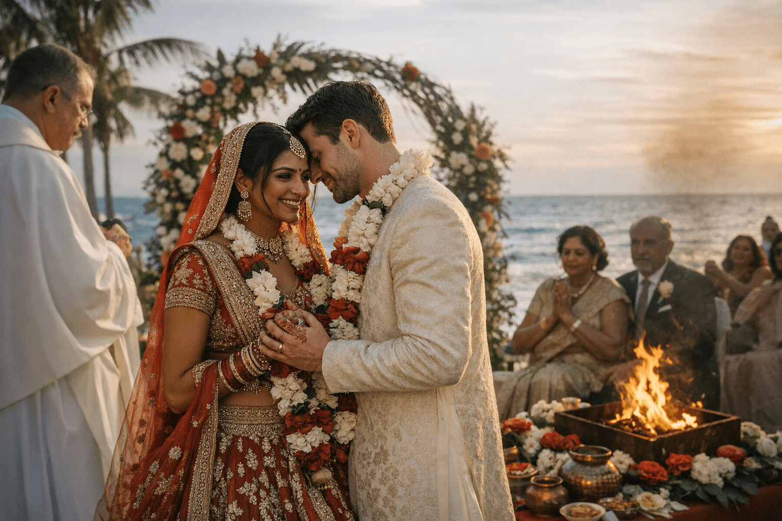 Richa Moorjani’s Mexico Wedding Blends Hindu-Catholic Rituals and Ocean Views