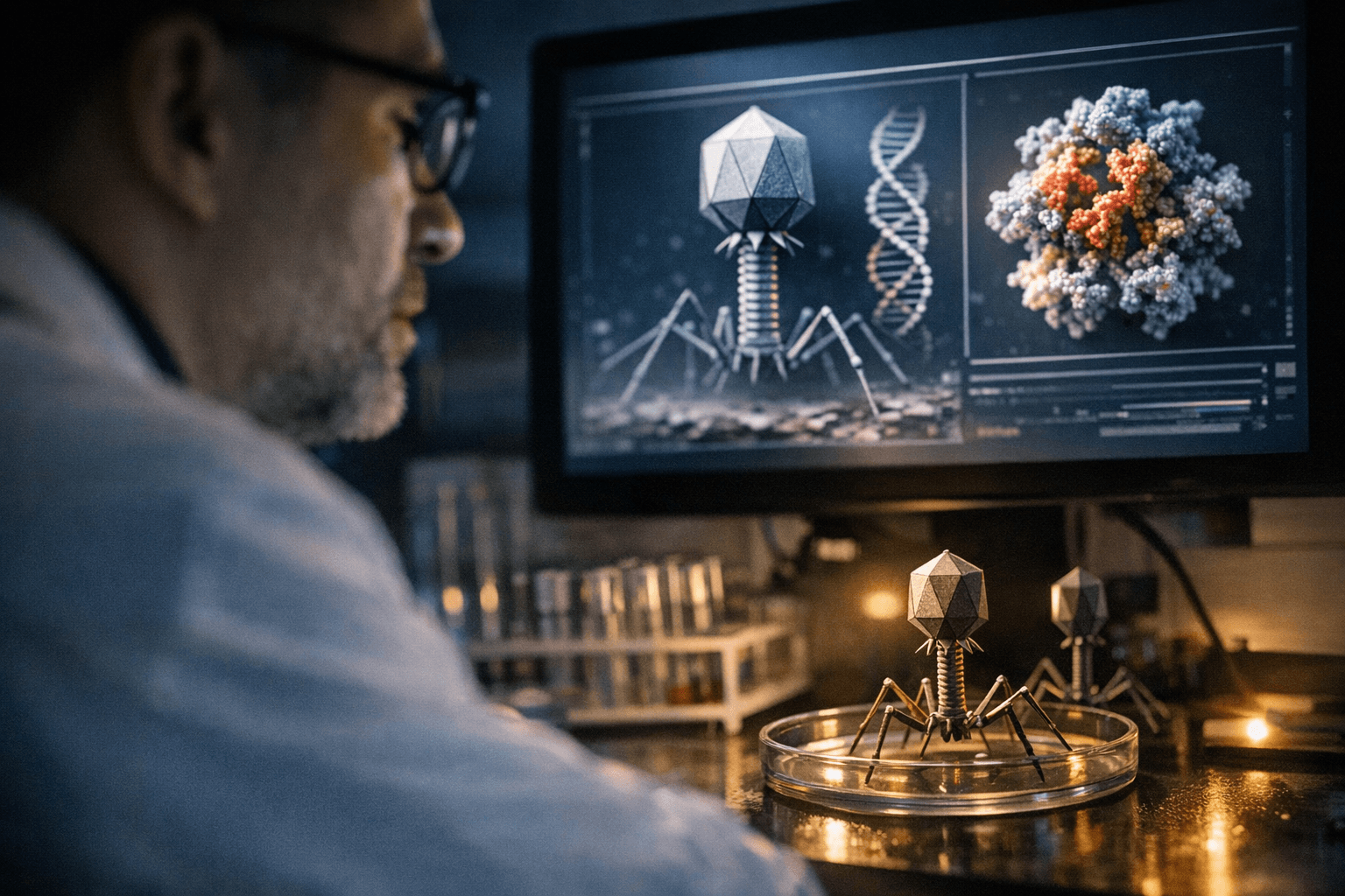 AI Model Designs Viable Bacteriophages, Including Virus with Novel Packaging Protein