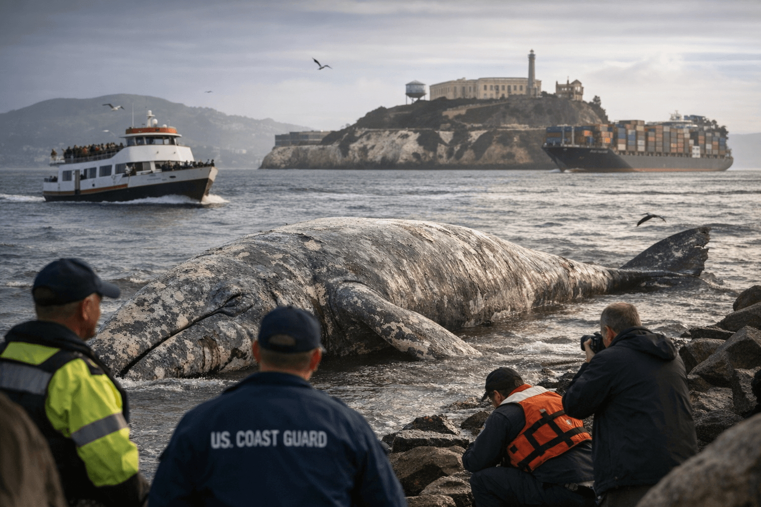 Gray whale found dead near Alcatraz highlights crowded, dangerous Bay