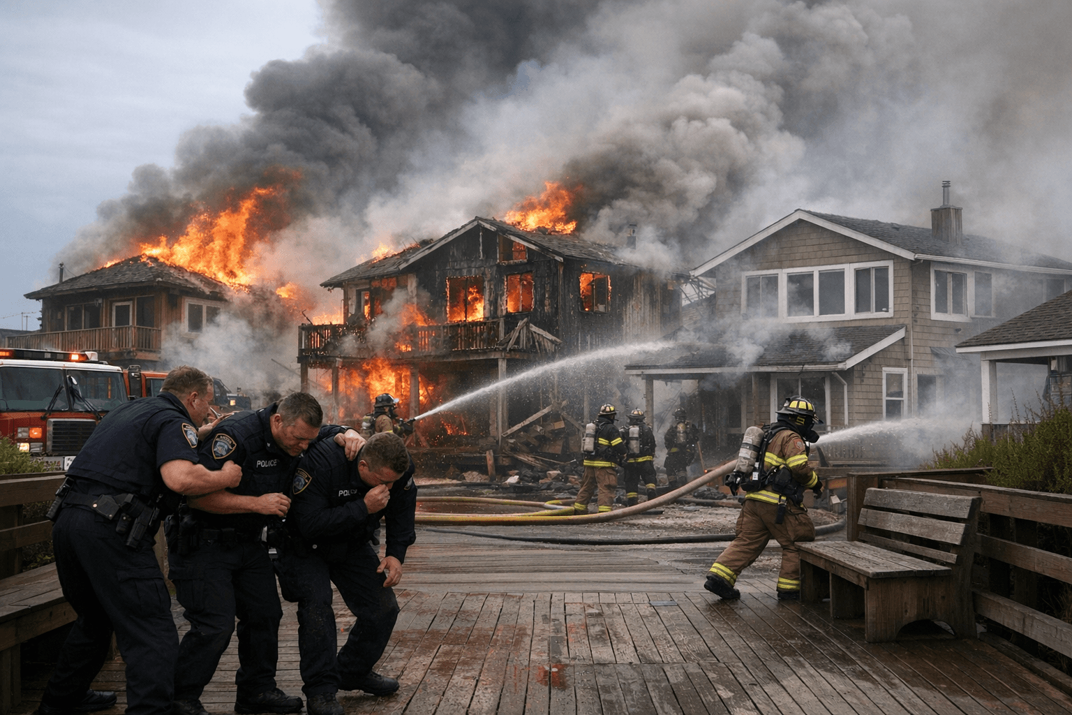 Fire on Fire Island damages multiple homes, injures officers