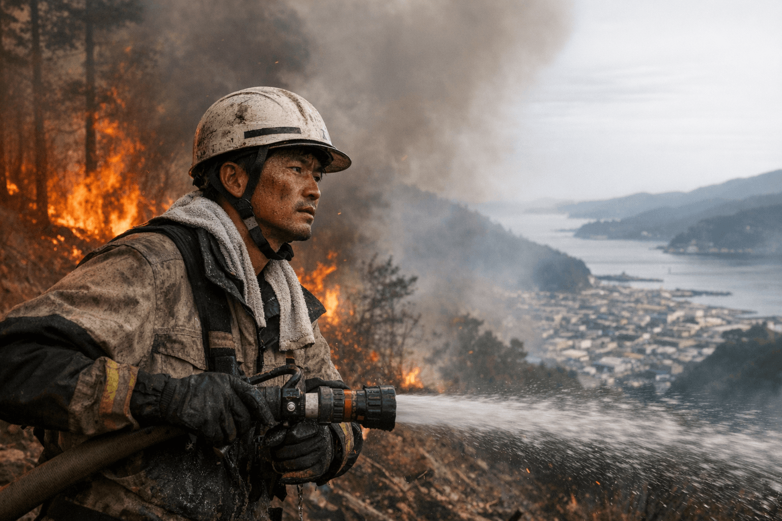 Tsunami survivor fights wildfire to protect rebuilding Japanese town