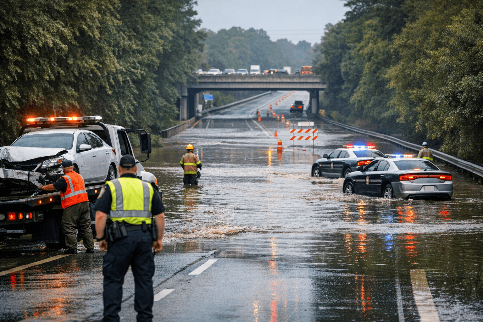 Flooding closes US-1/US-64 in Cary after crash, no injuries reported
