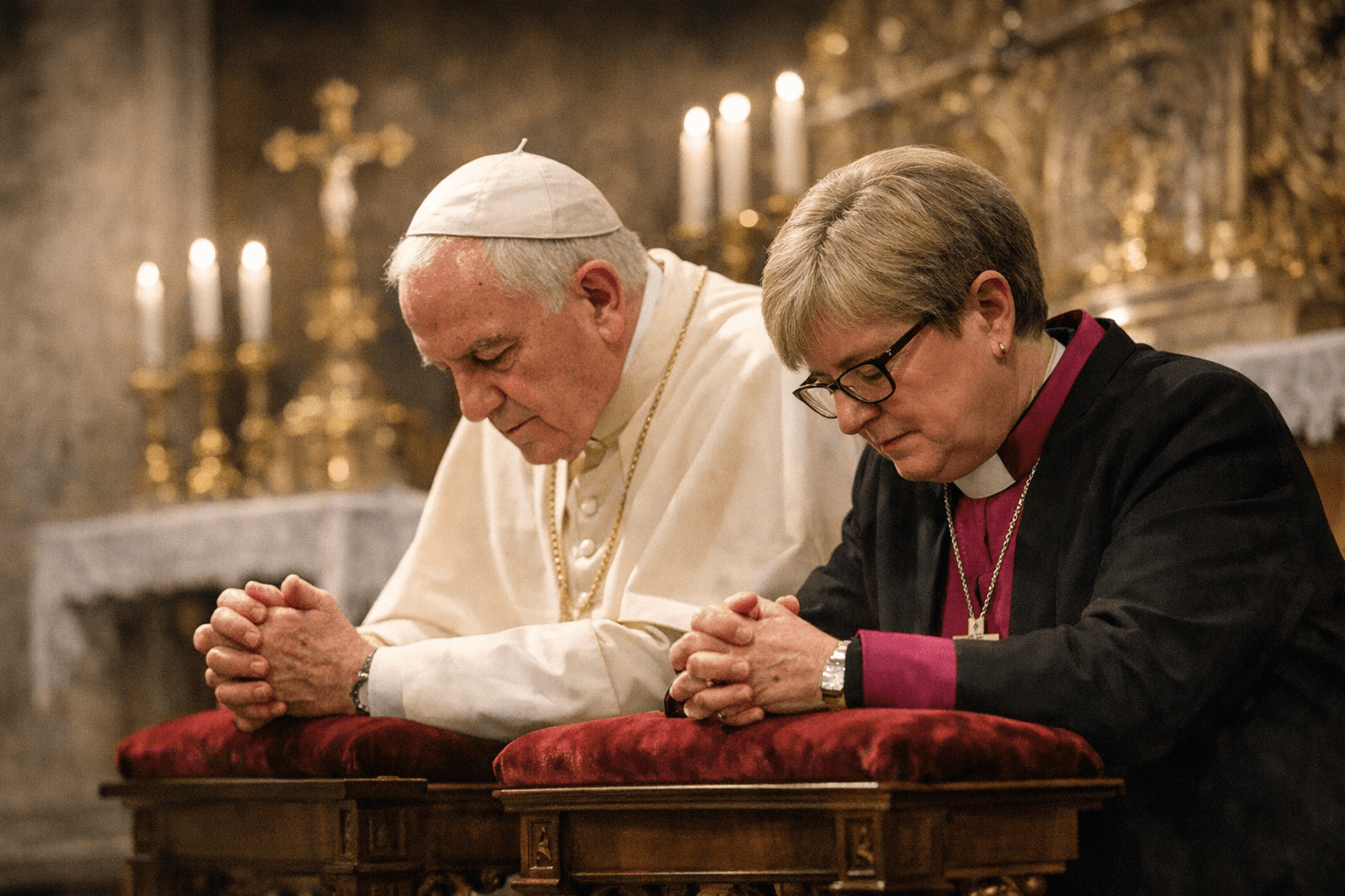 Pope Leo XIV and Archbishop Mullally pray together, urge closer Anglican-Catholic ties