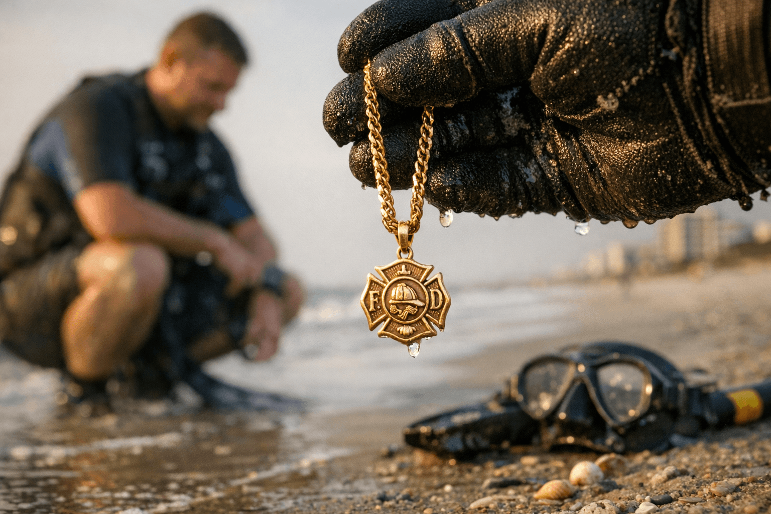 North Carolina diver finds lost firefighter’s gold necklace on Myrtle Beach beachline