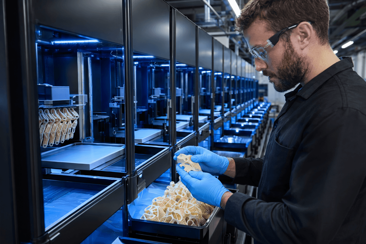 Photocentric scales resin 3D printing with automated Jeni production cell