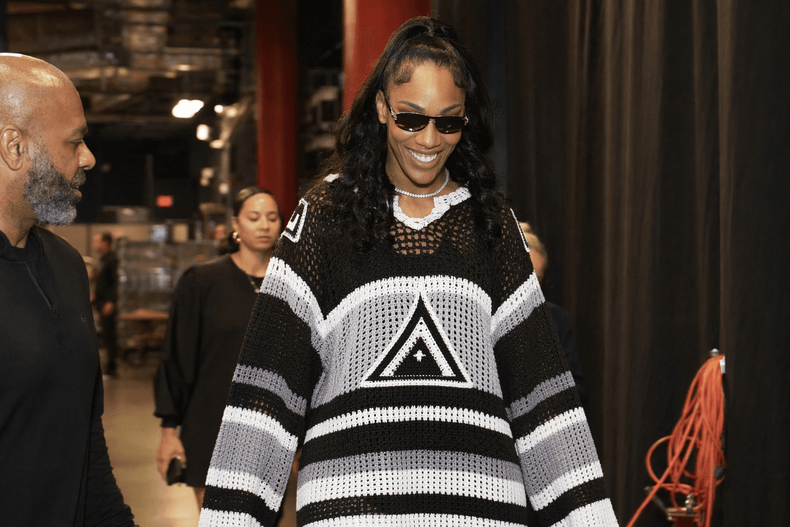 A’ja Wilson stuns in crochet hockey sweater before Aces preseason win