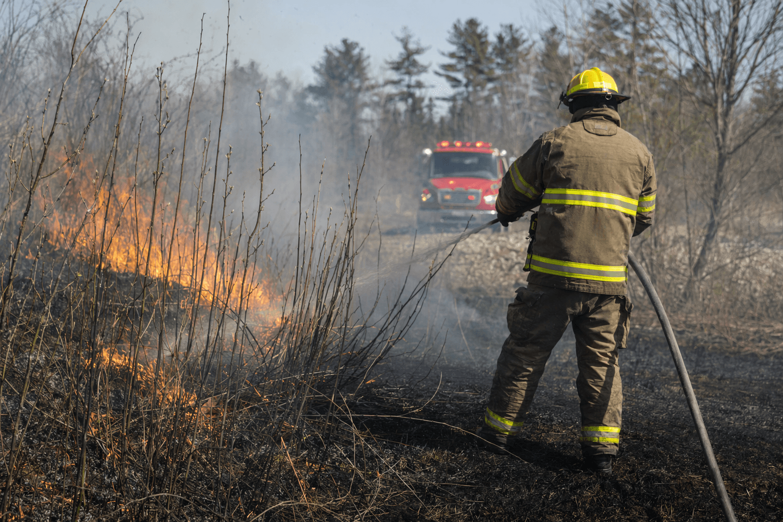 Newport firefighters contain Bradford Road brush fire amid dry conditions