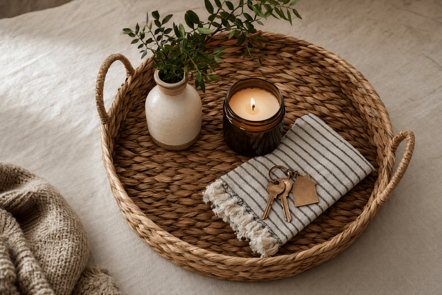 Dollar General’s $6 water-hyacinth tray makes a rustic housewarming gift