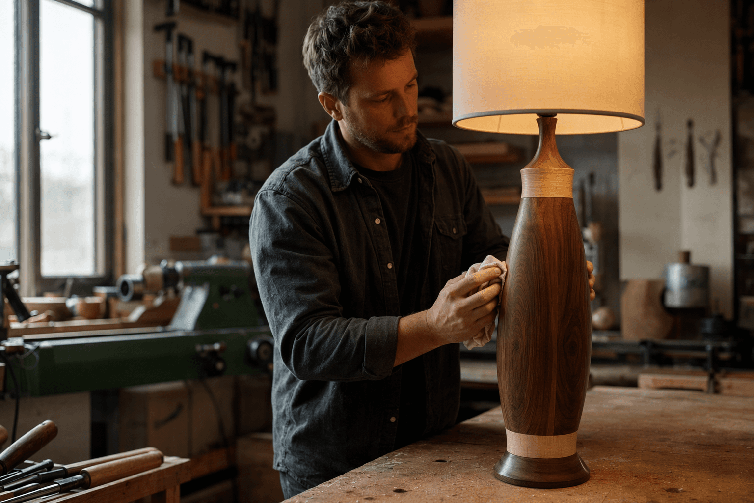 American Walnut and Maple Lamp Turns Woodturning Into Statement Decor