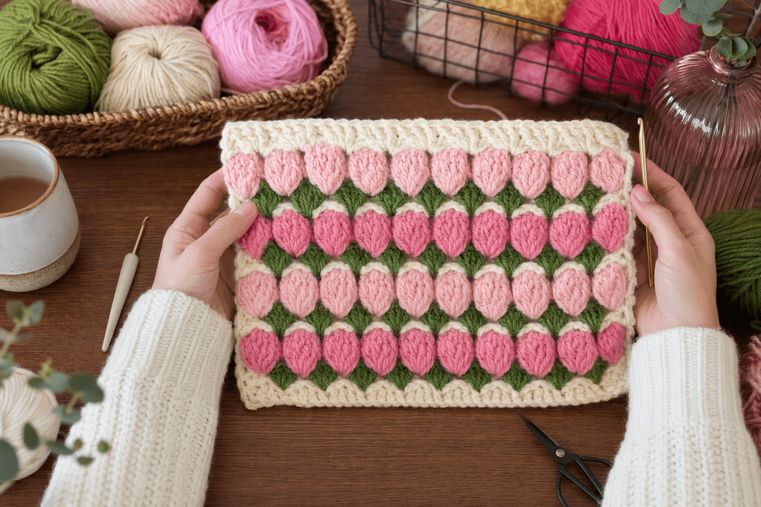 Kimberly Arenas unveils versatile crochet tulip stitch for spring projects