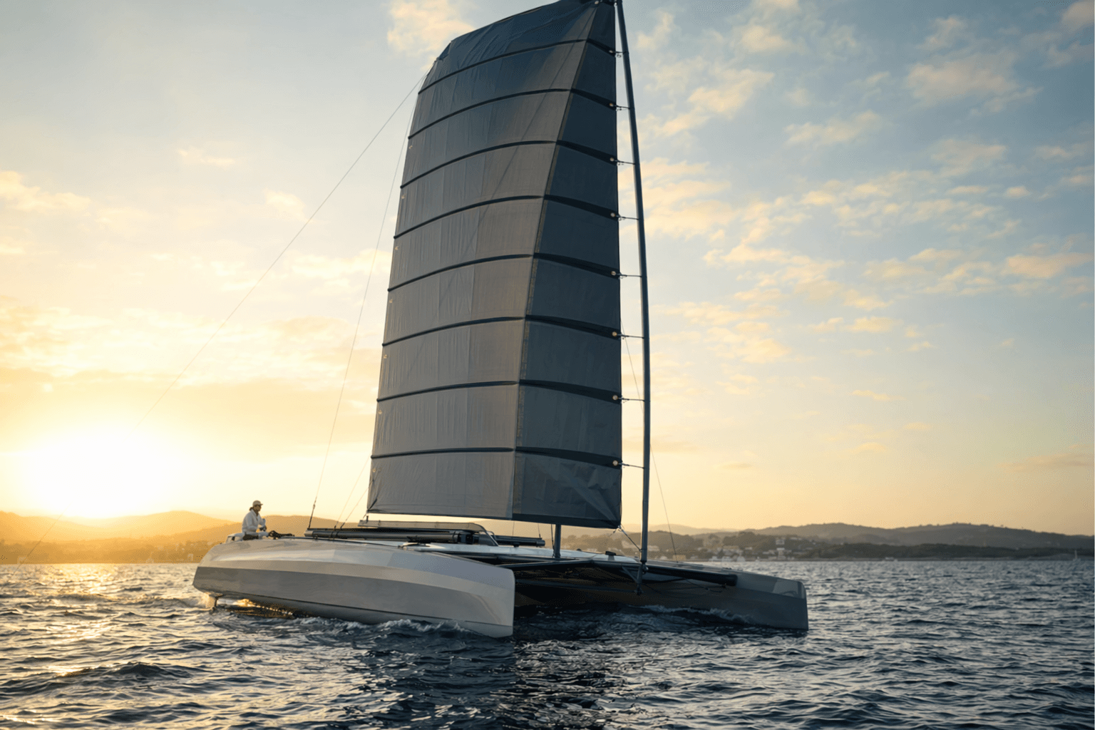 Afinado Catamaran Debuts Flexible Wing Sail for Wind Propulsion