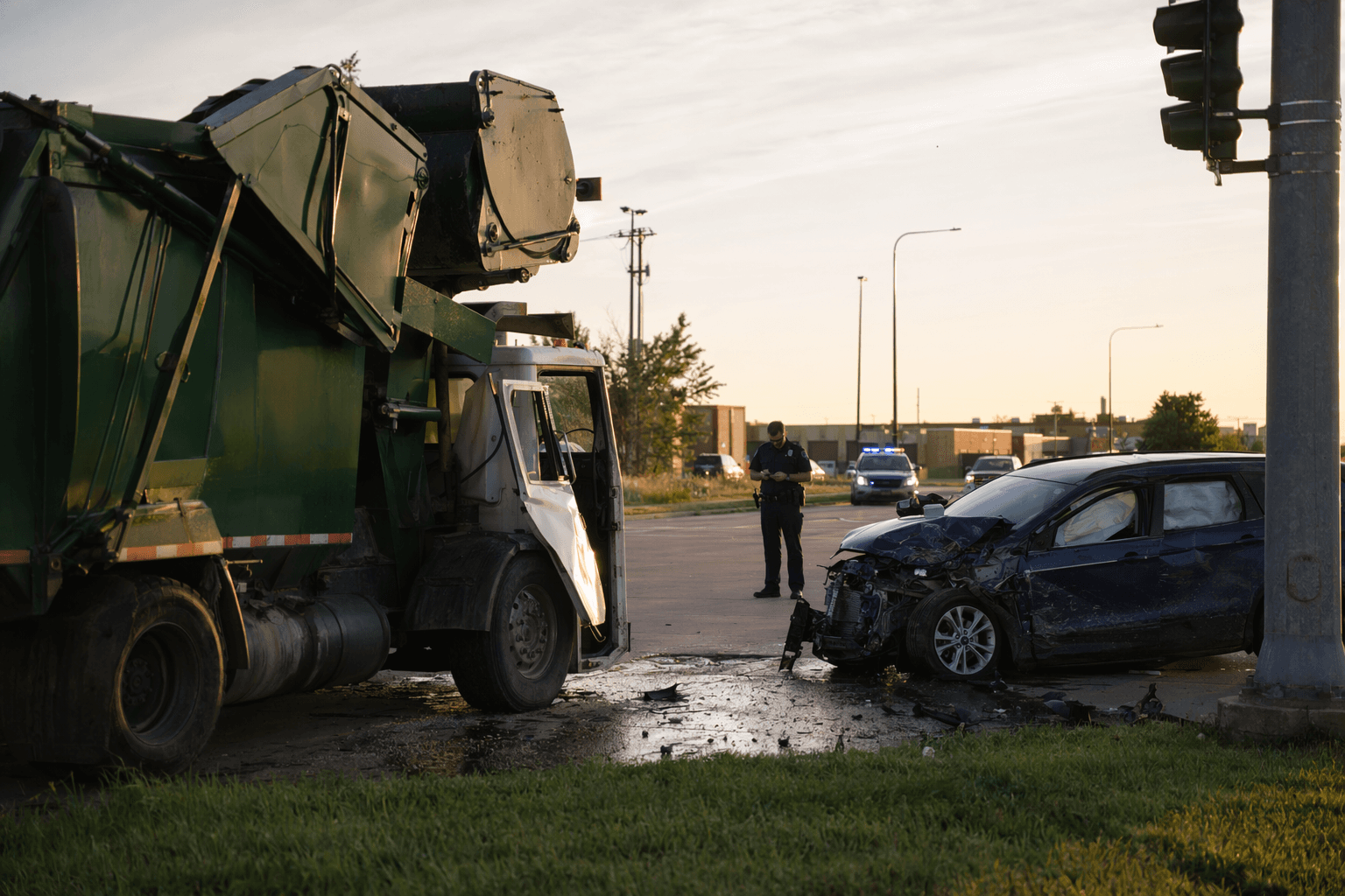 Police investigate serious crash involving garbage truck at Storm Lake intersection
