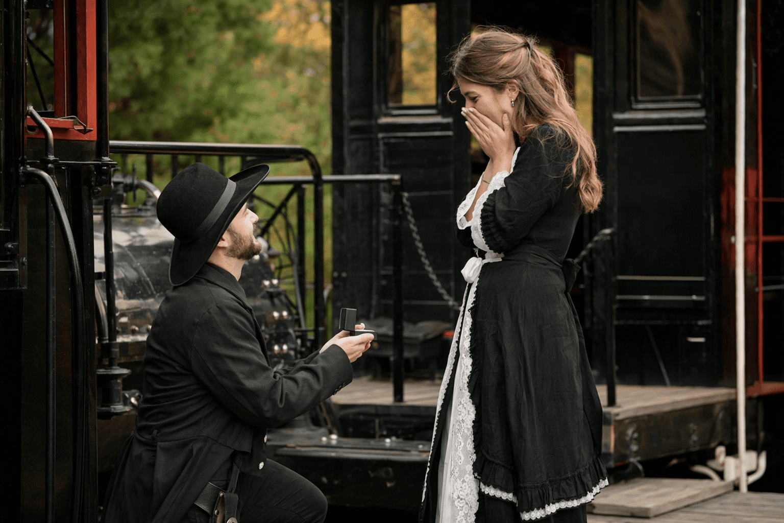 Silver Dollar City employee turns staged train robbery into proposal