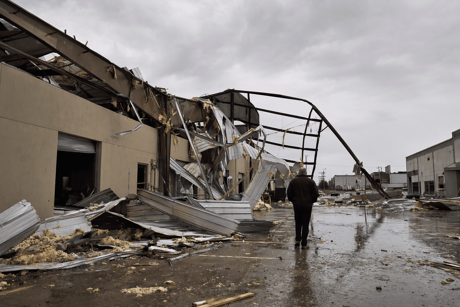 Storm Shreds Industrial Park, Tears Off Roofs and Scatters Debris