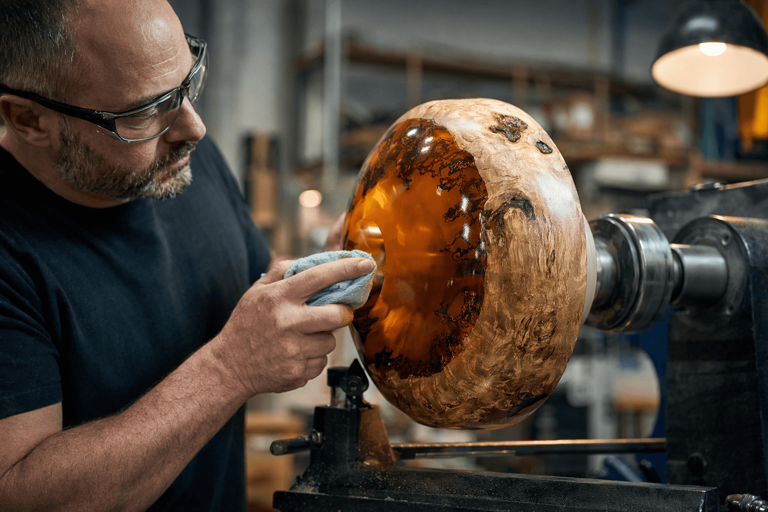Applewood and Resin Turning Showcases Modern Decorative Woodcraft