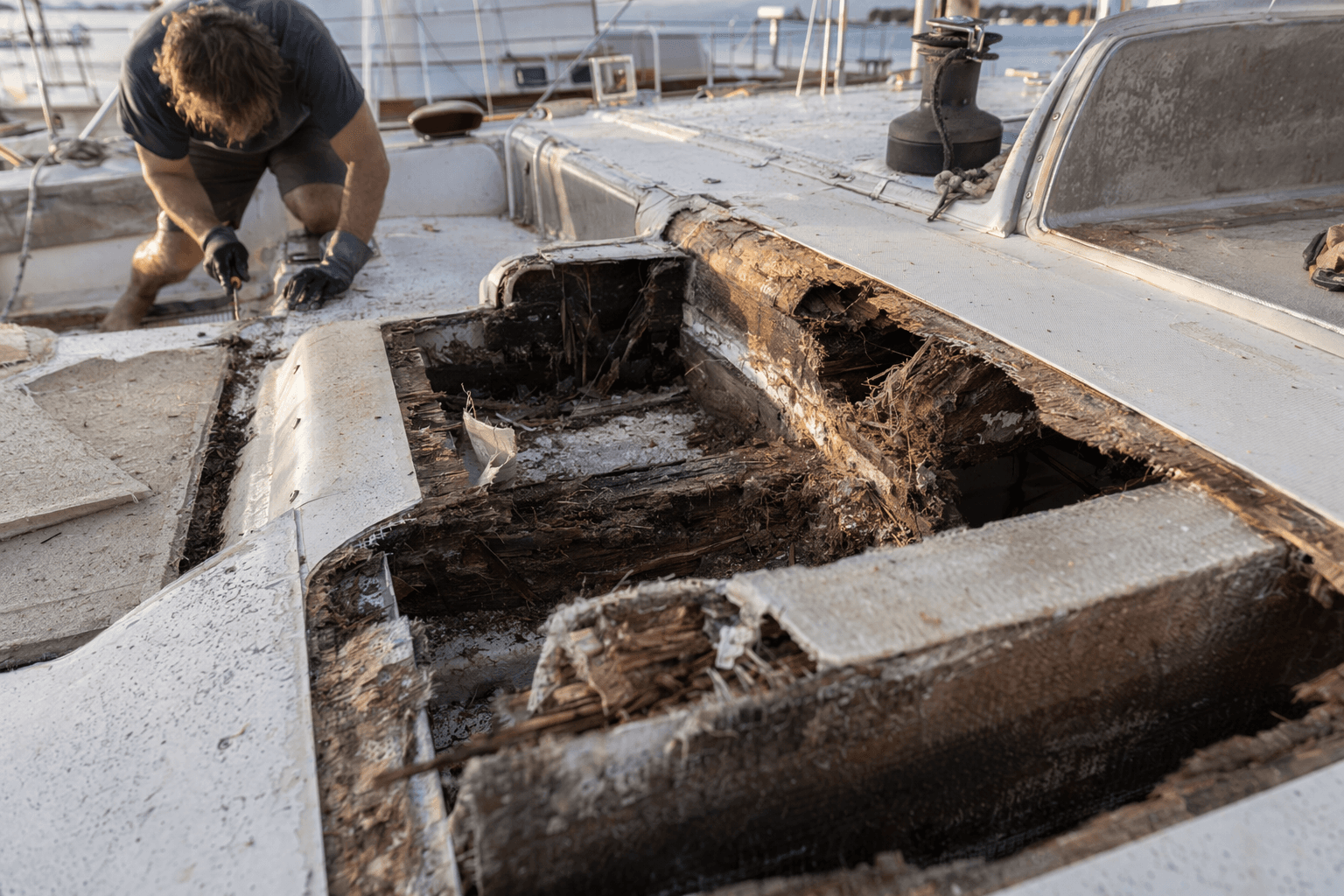 $5,000 Catamaran Refit Uncovers Severe Deck Core Rot, Major Repair Ahead