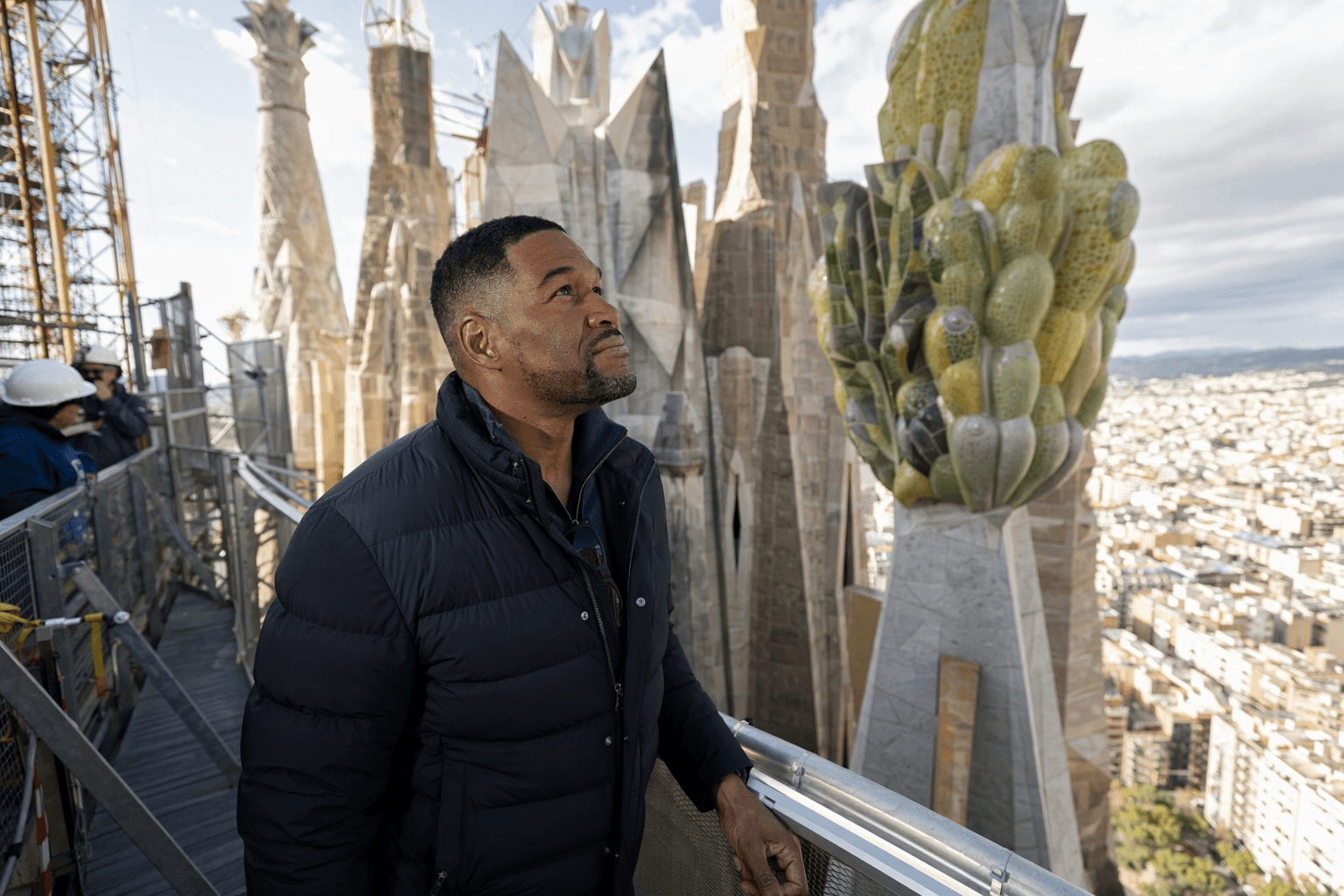 Michael Strahan Tours Barcelona’s Sagrada Família as Tower Reaches New Height